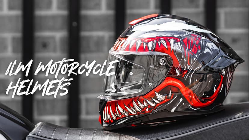 ILM Full Face Dual Visor Motorcycle Helmets with Rear Wing Pinlock Compatible Motorbike Street Bike Helmet DOT Men Women Model 861A (TheNight, L)