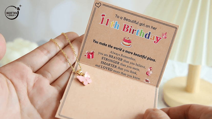 UNGENT THEM Happy 5th 6th 7th 8th 9th 10th 11th 12th Birthday Gifts, You Make The World A More Beautiful Place Butterfly Necklace Bday Presents