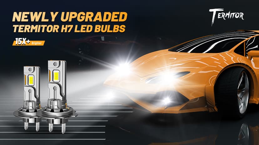 Termitor H7 Light Bulbs, 1:1 Mini Size, 50,000LM Brightness, 6500K Cool White, Easy 3 Min Plug and Play, IP68 Rated, 85K+ Hrs Long Lifespan, Excellent for H7 Fog Lights, Pack of 2