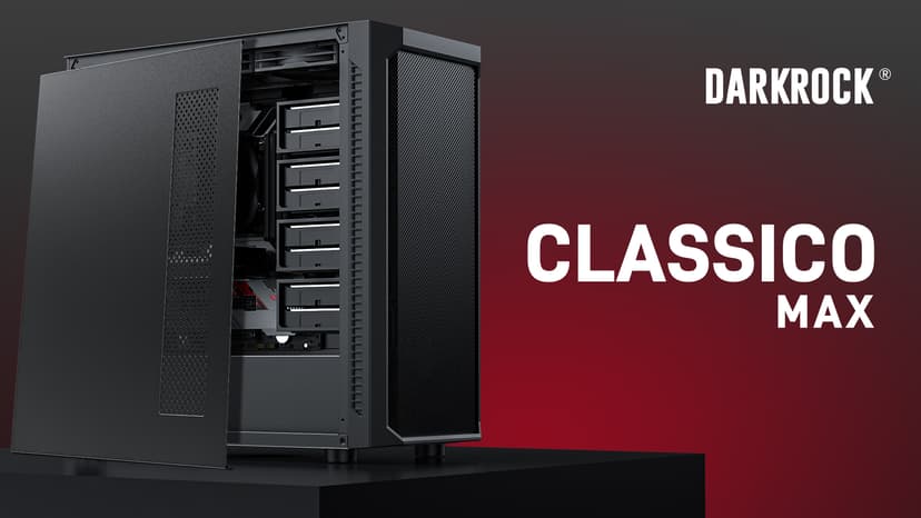 DARKROCK Classico Max Storage Master E-ATX Computer Case with 4x120mm Black Fan, 10 x3.5 HDD+3 x2.5 SDD USB 3.0 Ready, 360mm Radiator Supported, Vertical Slots for GPU Vertically Mount - Black