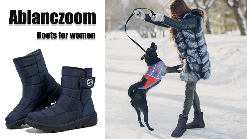 Ablanczoom Womens Winter Snow Boots With Warm Fur Lining Comfortable Booties Non Slip Waterproof Outdoor Shoes