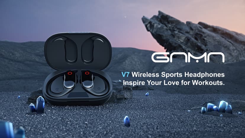 GNMN Active Noise Cancelling Ear Buds Wireless Earbuds 96hrs Playback Bluetooth Headphones Dual Battery Display Stereo Bass Earphones with Earhooks Microphone IPX7 Waterproof for Sports/Workout