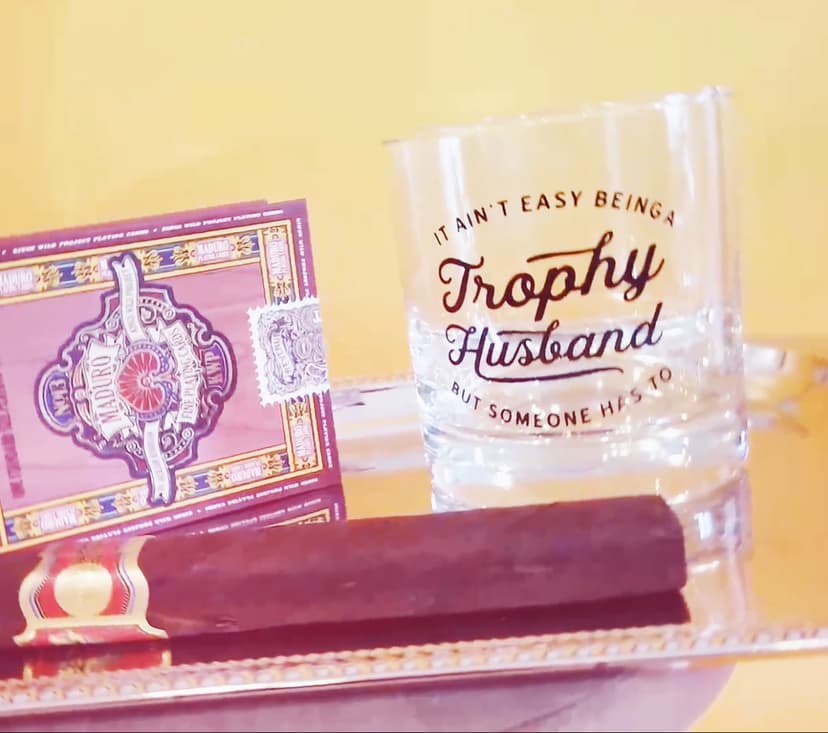 Trophy Husband Glass - Funny Beer, Coffee and Whiskey Gifts for Men - Fathers Day, Birthday, and Christmas Gifts for Husbands - Printed in the USA (Whiskey Glass)