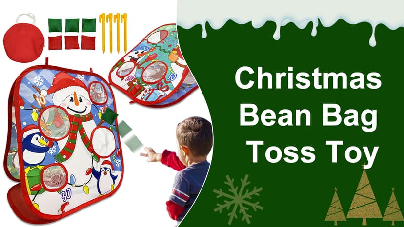 Christmas Party Games for Kids Adults, Bean Bag Toss Game Toys Double-Sided Foldable Cornhole Board with 8 Score Hole Christmas Theme Family Party Supplies Gifts for Carnival Yard Indoor Outdoor