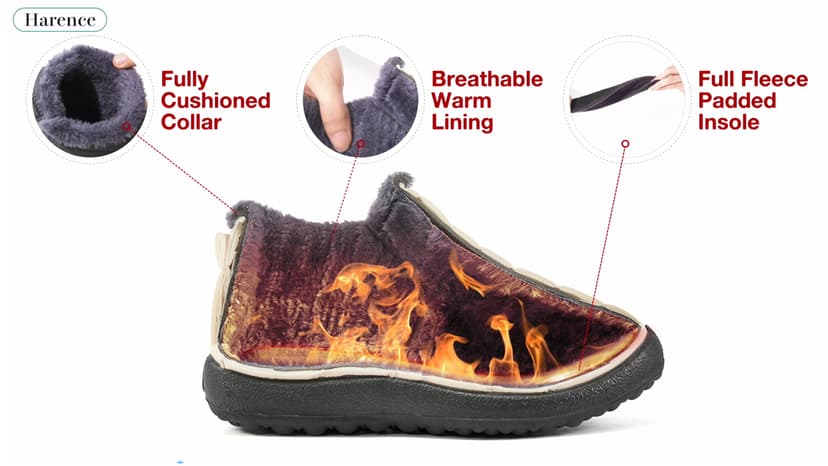 HARENCE Snow Boots for Women Winter Boot with Comfortable Warm Fur Lined Ankle Booties Outdoor Slip On Waterproof Short Boots