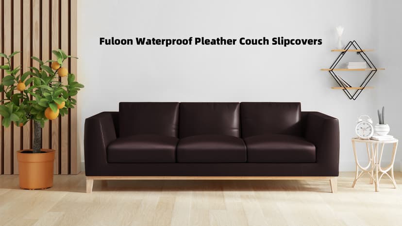 Fuloon Faux Leather Couch Cushion Slipcover, Waterproof Stretch Covers for Sofa, RV Chair Seat Cover, Individual Loveseat Couch Cushion Replacement, PU Leather Sofa Slipcovers(3 Pack, Brown)