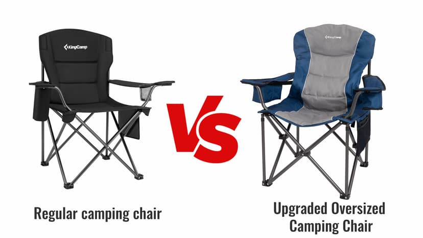 KingCamp Oversized Camping Chair with Adjustable Lumbar Support, 550lbs Heavy Duty Padded Folding Lawn Chair for Adults, Outdoor Armchair with Cooler Bag, Cup Holder & Side Pocket for Fishing, Travel
