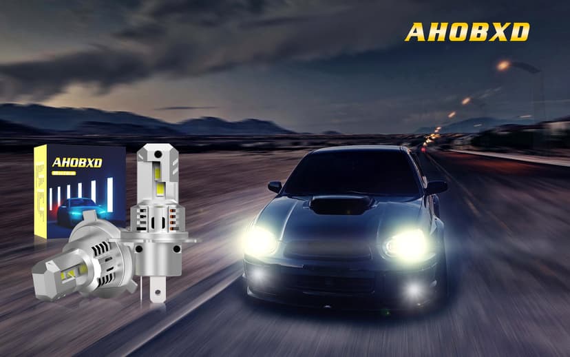 AHOBXD H4 Light Bulbs Hi/Low Beam Super Bright Upgraded 900% 85000LM Brightness 6500K White H4/9003 Bulbs 1:1 Halogen Size Cooling Fan Plug and Play Fog Light Direct Fit Pack of 2