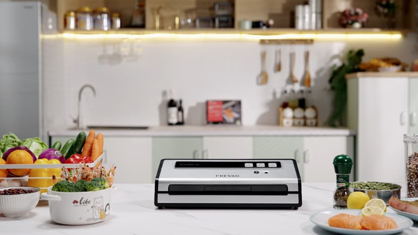 FRESKO Vacuum Sealer Machine with Automatic Bag Detection, Double Heat Seal, Compact Food Sealer, Easy to Use, Starter Kit