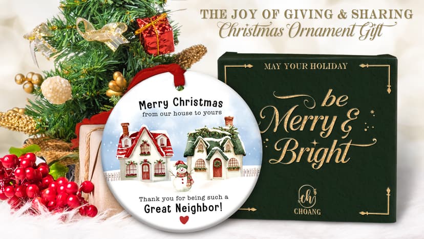 Neighbor Christmas Ornament 2025 - Thoughtful for Neighbors, Meaningful Keepsake Tree Decoration, Thank You Xmas Ornament, Unique Neighbor Gift Idea for Home Décor