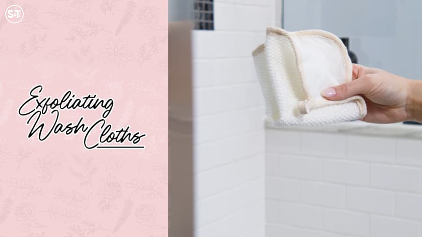 S&T INC. Exfoliating Washcloths, Dual Sided for Face and Body Scrub Towel, 9.9 Inch x 9.9 Inch, Cream, 3 Pack