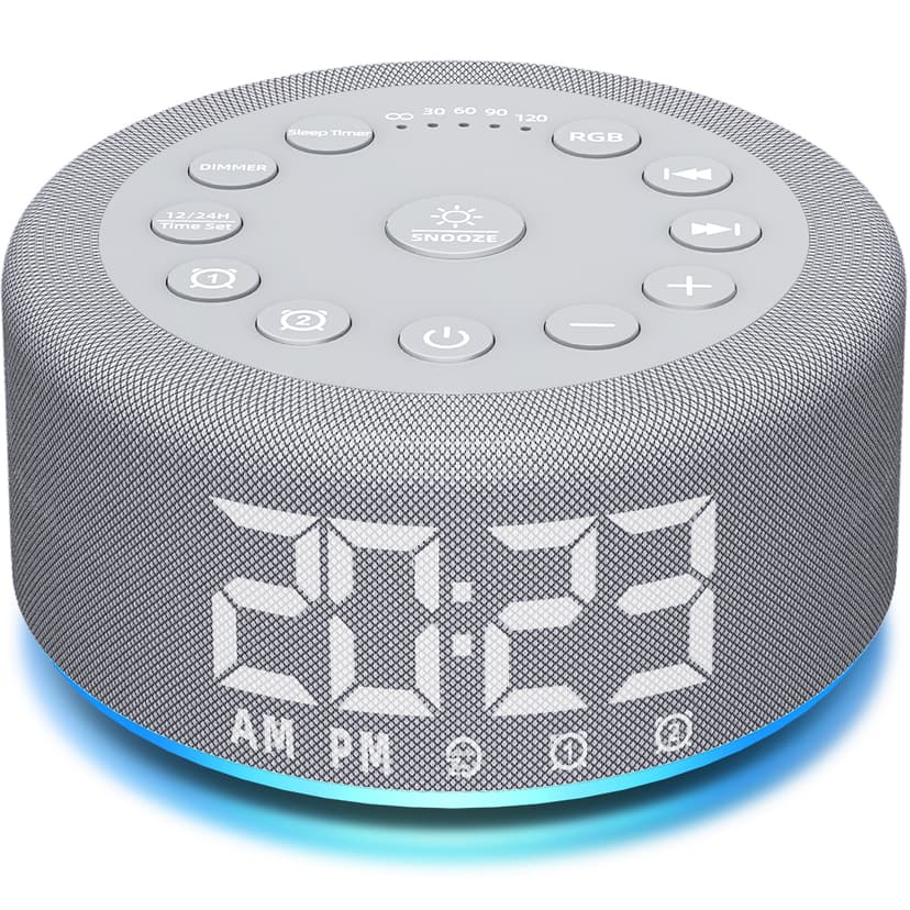 Sound Machine Alarm Clock Brown Noise White Noise Machine Night Light with Dual Alarms Backup Battery 30 Sleeping Sounds for Baby Kids Adults 32 Level Volume 5 Timers 15 Wake Up Sounds Memory Function