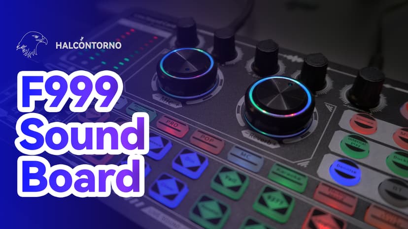 HALCONTORNO Podcast Sound Board F999 Plus - Music Mixer Board, Audio Mixer for YouTuber Streamer Music Gamer, Audio Interface, DJ Equipment Sound Card for Beginners (F999 Plus)