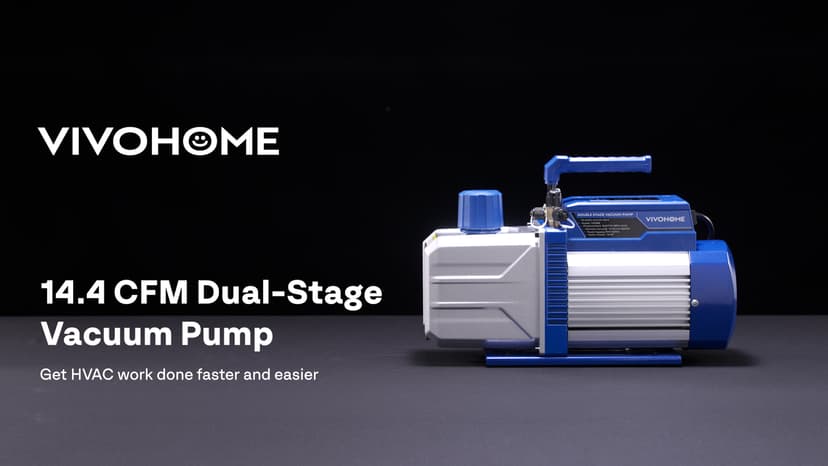 VIVOHOME 1.5 HP 14.4 CFM 2 Stage HVAC Vacuum Pump for R134a R12 R22 R502 R410a Systems, Auto AC Vacuum Pump for Automotive Air Conditioner Refrigeration Maintenance with 2 Oil Bottles