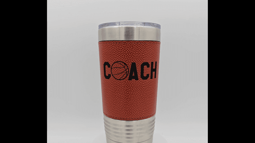Basketball Coach Stainless Steel Tumbler - 20oz Insulated - Textured Basketball Look and Feel