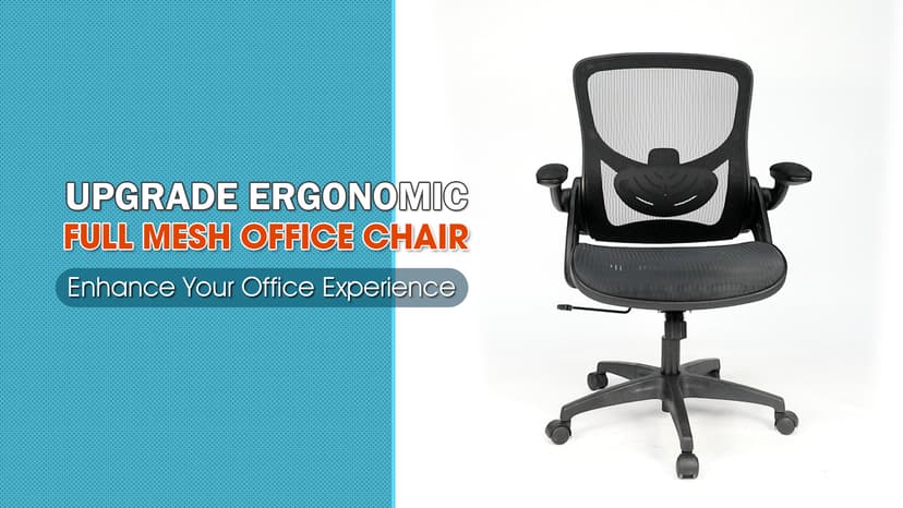 Ergonomic Comfy Mesh Home Office Computer Desk Chair with Height Adjustable Lumbar Support with Flip up Arms for Adult