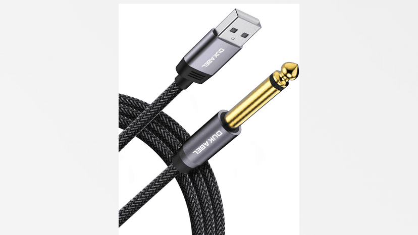 DUKABEL USB Guitar Cable, USB-A to 1/4 TS Cord for Guitar Recording, 8Feet/2.4Meter Instrument Mono Cord for Bass, Mixer, PC, Laptop(Donot Work with RockSmith)