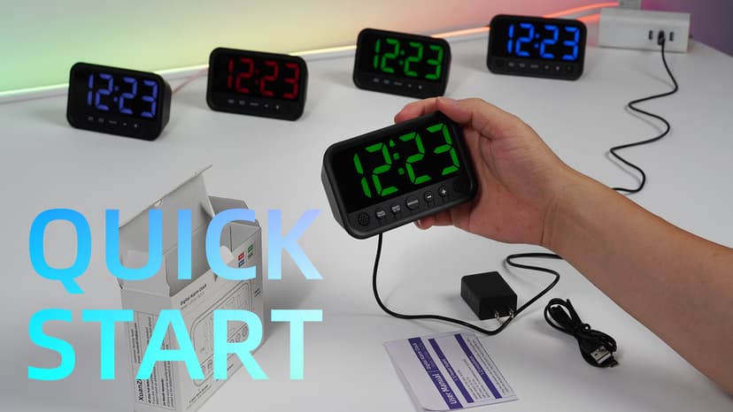 Small LED Digital Clock for Bedroom, Loud Alarm Clock for Heavy Sleepers Adults, Teens | Plug-In Electric Desk Clock | Simple Bedside Nightstand Clock with Adjustable Volume/Brightness/Snooze – Red