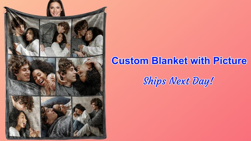 Custom Blanket with Picture Text Customized Fleece Photo Blanket for Couples Gifts Personalized Blankets and Throws Christmas Birthday Gifts for Boyfriend Girlfriend