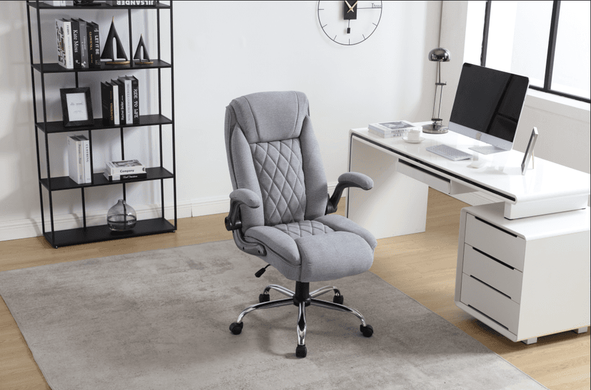Big and Tall Fabric Office Chair 400lbs High Back Executive Computer Desk Chair with Flip Up Armrest, Breathable Fabric Adjustable Height Ergonomic Home Office Heavy Duty