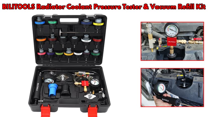 BILITOOLS Radiator Coolant Pressure Tester & Vacuum Refill Kit, 28-Piece Universal Cooling System Radiator Leak Tester & Refiller