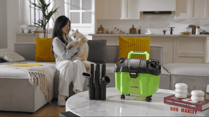 TaskStar Cordless Shop Vac, 2.6 Gal 2x4.0Ah Battery Powered Shop Vac, 3-in-1 Cordless Shop Vacuum Wet and Dry with Strap, 4 Wheels, Accessory Storage Holder, Ideal for Garage, Car, Workshop