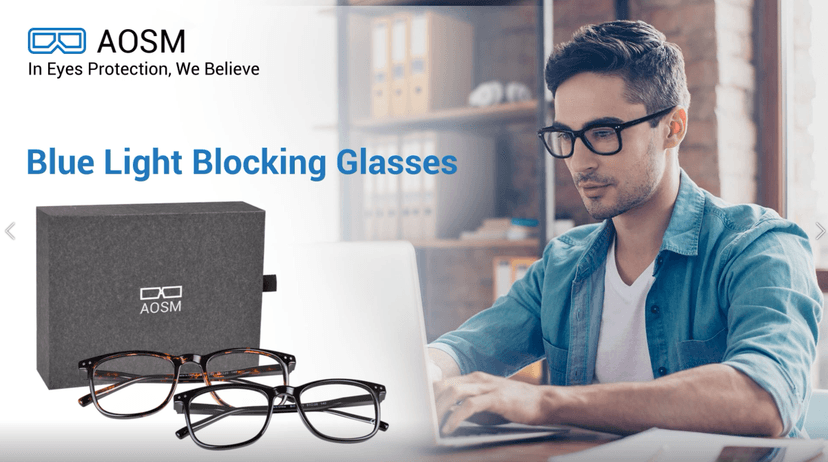 AOSM Blue Light Glasses for Men & Women,Gaming glasses Anti-Glare UV400 Protection,Blue Light Blocking to Relieve Eye Strain