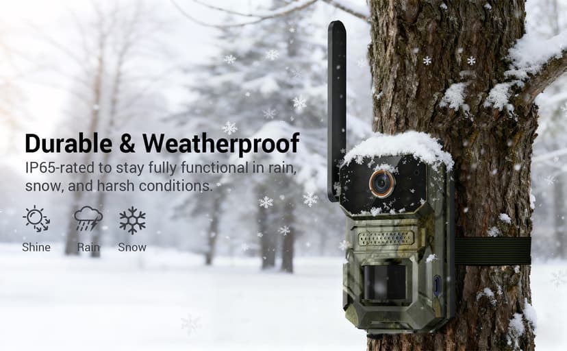 4G LTE Cellular Trail Camera with Solar Panel, 1080p Full HD Game Cameras, Live View, Night Vision, Motion Detection, 2-Way Talk, IP65, Built-in SIM Card, Unlimited Plan (Sold Separately)