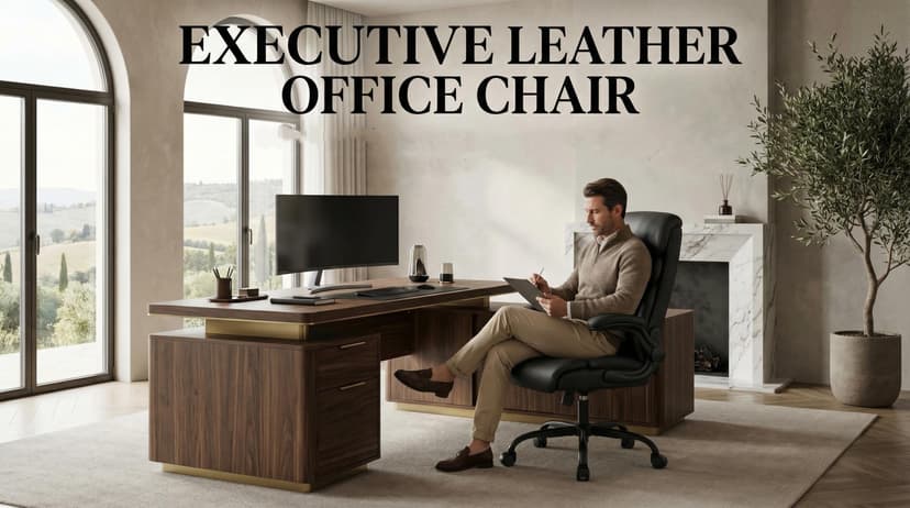 AreShark Office Chair - Executive High Back Breathable Comfy Desk Chair with Lumbar Support - Ergonomic Leather Rolling Swivel Computer Chair with Rock Function for Working Studying Gaming Relaxing