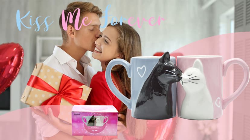 Couple Gifts Cute Kissing Cat Mug Matching Couples Stuff Ceramic Coffee Mugs for Wedding Gifts Anniversary Valentines Engagement Gifts for Couples Cat Lovers 12oz B07MQCGDH6