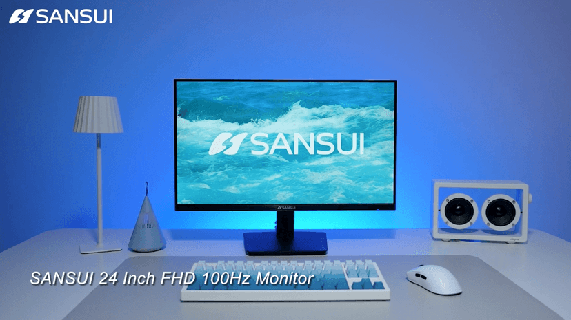 SANSUI Monitor 24 Inch 100Hz PC Monitor, HDMI VGA Ports VESA Mount, FHD Computer Monitor Ultra-Slim Ergonomic Tilt Eye Care for Home Office (ES-24F2, HDMI Cable Included)