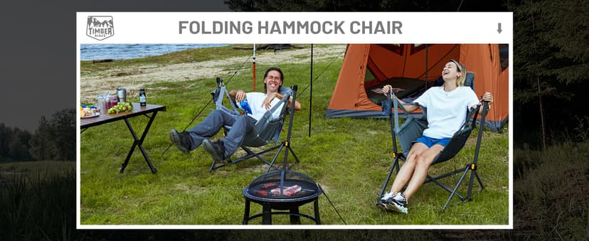 TIMBER RIDGE Hammock Camping Chair with Adjustable Backrest, Heavy Duty Folding Hammock Chair Supports 300lbs, Portable Hammock Chair for Camping, Travelling and Patio, Blue