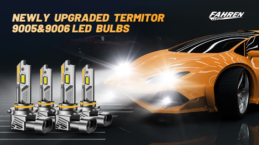 Termitor 9005 9006 Light Bulbs Combo, 100,000LM 15X Ultra Bright, 6500K Cool White, 1:1 Mini Size 9005 HB3 & 9006 HB4 Fog Light Only Fog for Rain Light with Cooling Fan, Plug N Play, Pack of 4