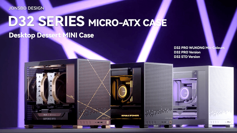 JONSBO D32 STD Micro-ATX PC Case,High Compatibility Mini Desktop Case, Support MATX Back-Connect/BTF MB,365mm GPU/240AIO/163mm Air Cooler, ATX/SFX-L/SFX PSU, USB3.2 PC Gaming,Black