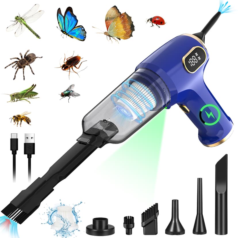 2026 Bug Vacuum Catcher,USB Rechargeable Insect Control for Adults and Kids,Spider Killer Insect Traps Catcher,Bug Catcher Indoor with LED Flashlight for Spider,Stink Bugs,Beetle,Cockroach,Ants,Moth
