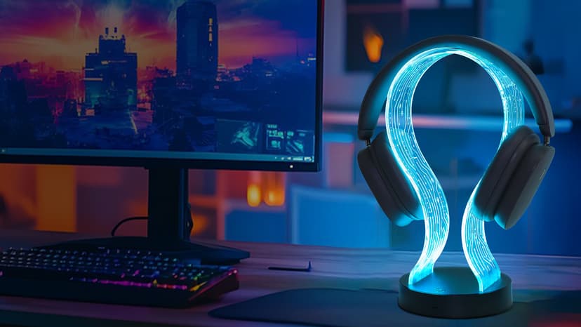 PCB Pattern Acrylic Headset Stand with 1 USB and 1 Type-C Charging Ports, Gifts for Men Boy Father Dad and DJ Music Lovers CoolGift Mart Light Up Headphone Stand, Gifts for Gamers B0DGKV973D