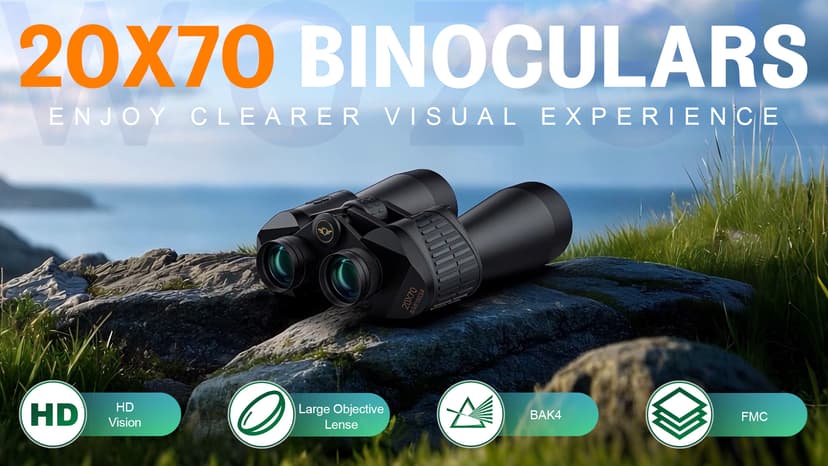 20x70 Binoculars for Adults High Powered - WOZEL HD Bird Binoculars with Clear Low Light Vision - Powerful Binocular for Bird Watching Hunting Travel Outdoor Hiking - Christmas Birthday Gifts for Men