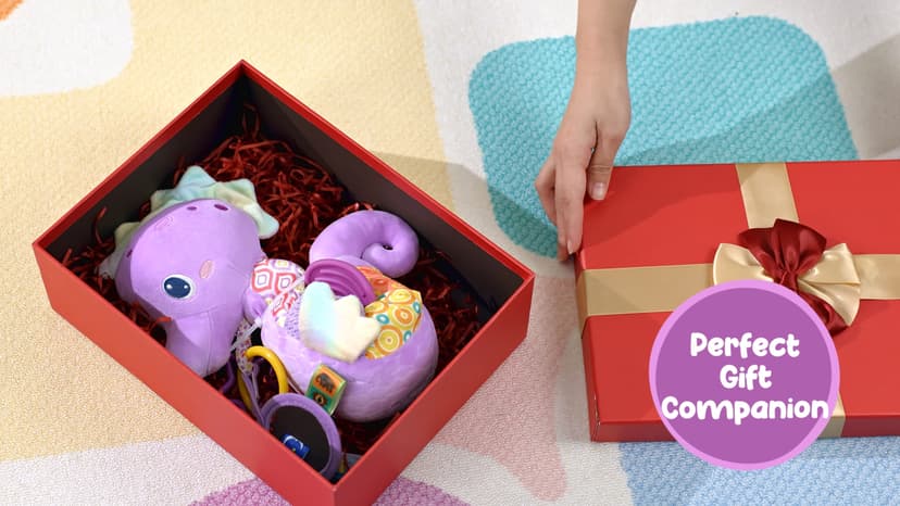 Multi-Sensory Seahorses Toys with Crinkle, Rattle and Textures, for Tummy Time Newborn 0-3-6-12 Months Girls Gifts - Purple Sumobaby Baby Toys Musical Stuffed Animal Activity Soft Toys with Mirror B0FSKSCRGH