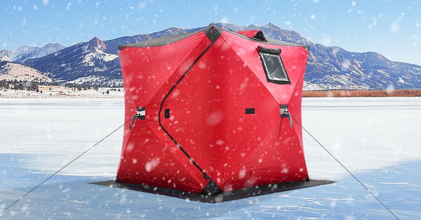 VEVOR Portable Pop-Up Tent, 1-8 Person Insulated Shelter, Large Fishing Area, Hub-Style Shanty for Winter Fishing, Waterproof Oxford Ice Cube with Anchors/Ropes/Carrying Bag