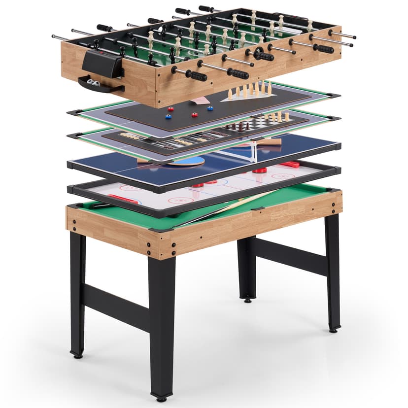 10-in-1 Foosball Table, 48" Combo Game Table - Ping Pong, Air Hockey, Pool, Soccer - All-in-One Game Table with Accessories for Indoor Outdoor Game Rooms and Family Game