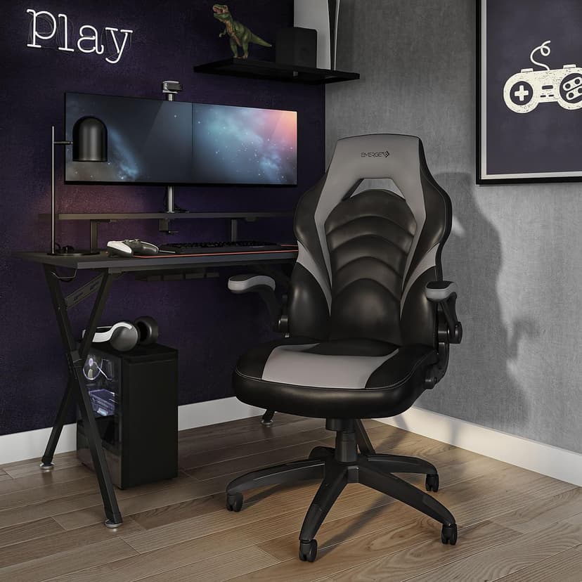 STAPLES Emerge Vortex Gaming Chair, Ergonomic, Adjustable Height, Swivel, Black