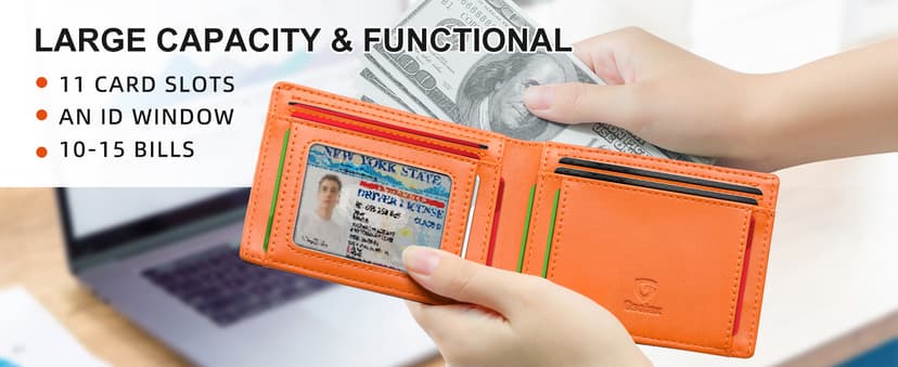 GSOIAX Slim Wallet for Men Rfid Blocking Leather Bifold Front Pocket Carbon Fiber Men's Money Clips Credit Card Holder With Gift Box B09P3QGR1D