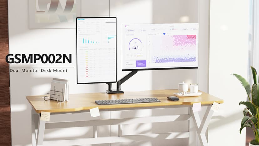 WALI Dual Monitor Stand for 13-32 inch Computer Screens, Dual Monitor Arms for 2 Monitors Holds up to 22 lbs, Height Adjustable Dual Monitors Mount, VESA 75x75/100x100mm (GSMP002N), Black