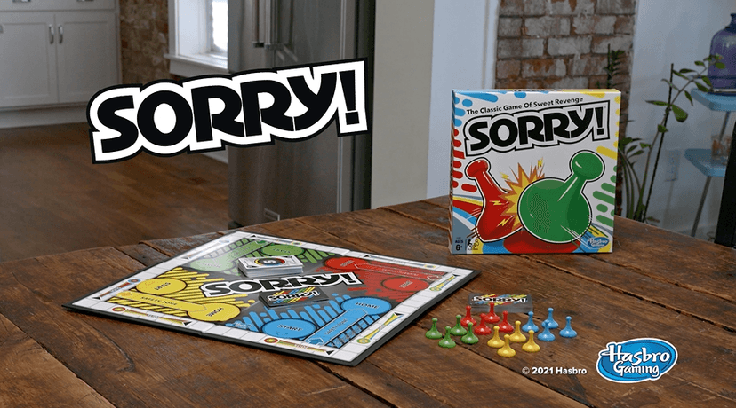 Sorry! Board Game for Kids Ages 6 and Up; Classic Hasbro Board Game; Each Player Gets 4 Pawns; Family Game