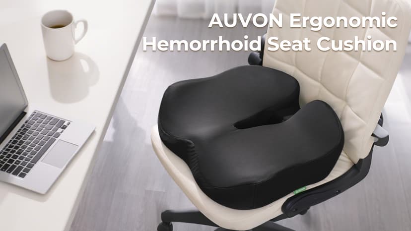 AUVON Ergonomic Donut Pillow Seat Cushion for Hemorrhoid & Tailbone Pain Relief, Thick Memory Foam Chair Cushion with Firm Support for Coccyx, Sciatica, Pressure Sores, Pregnancy, Postpartum Recovery