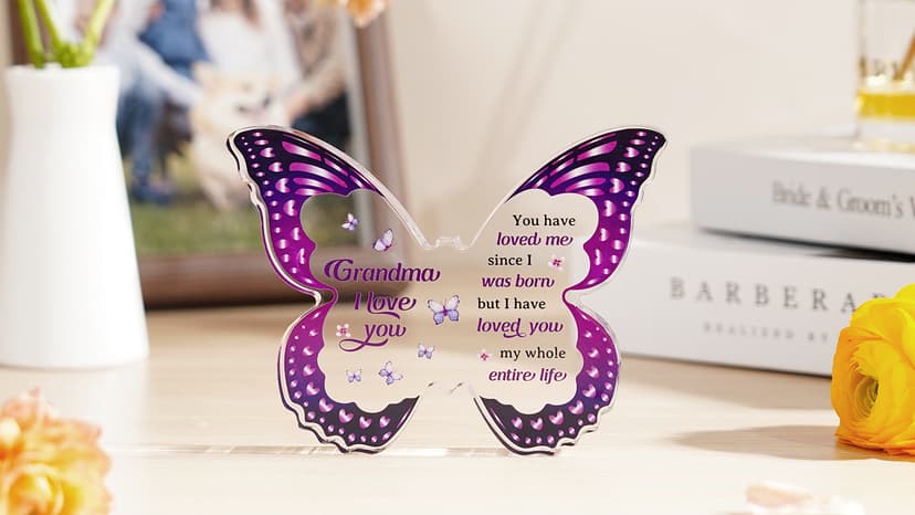 Grandma Gifts - Grandma Christmas Gift Ideas, Birthday Gifts for Grandma - Butterfly Acrylic Decorations - Christmas Gifts for Grandma from Grandkids