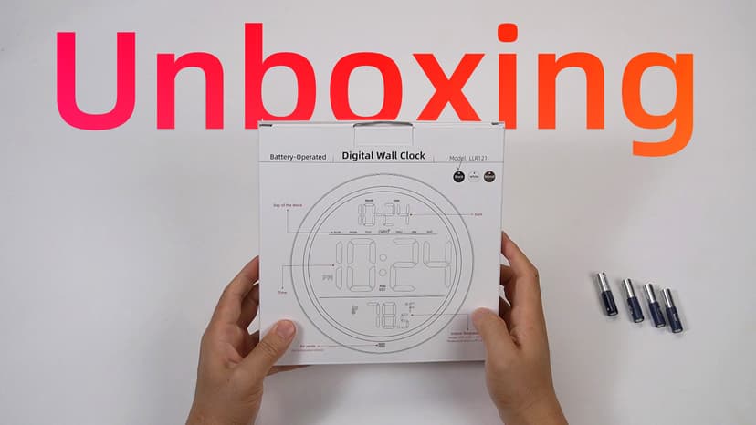 Digital Wall Clock with Date, Indoor Temperature, Auto-DST, Battery-Operated Digital Clock, 8 Inch Small Decorative Wood Wall Clock for Bedroom, Living Room, Kitchen, Office, Modern, Electric, Simple