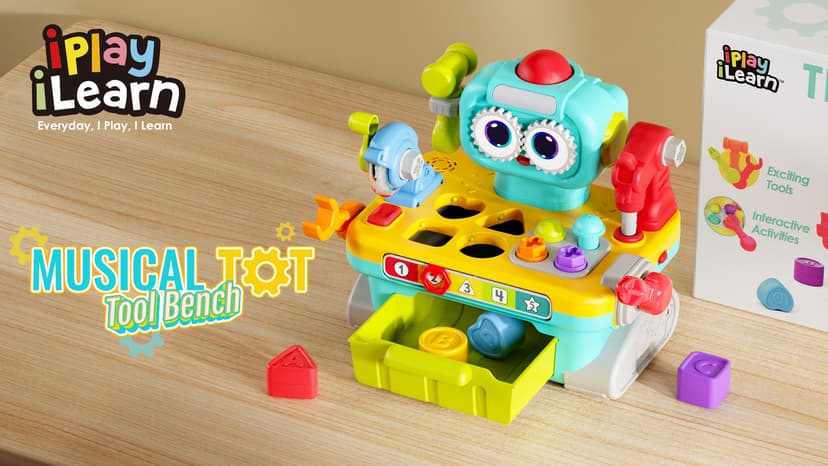 Infant Shape Sorter Activity, Kid Pounding Game, Toddler Learning Toy, 1st Birthday Gift 12 18 24 Month Girl Age One 1 2 3 Yr iPlay, iLearn Toddler Musical Workbench Toy, 1 Year Boy Gift, Baby Tool Set B0CWNGN5V2