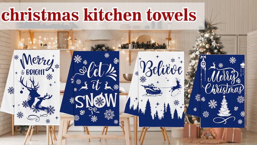 pinatas Christmas Kitchen Towels, Christmas Hand Towels Bathroom, Xmas Kitchen Decor, Black Buffalo Plaid Dish Towel Set of 4, Xmas Housewarming Gifts