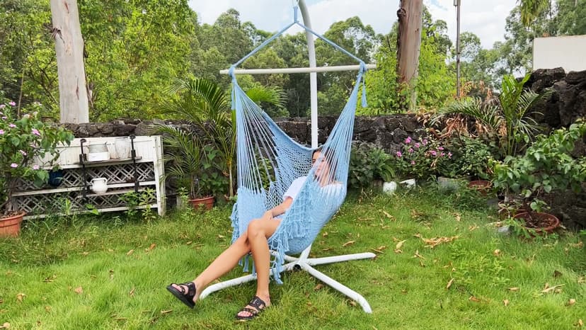 Chihee Hammock Chair Handmade Hanging Chair Cotton Rope Woven Hanging Seat Soft-Spun Large Stretch Hammock Swing, Collapsible Strong Metal Spreader Bar Elegant Macrame Comfort Indoor Outdoor Garden